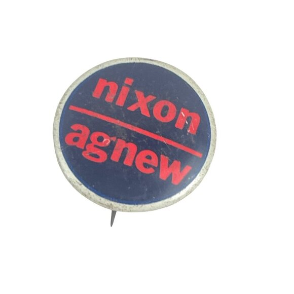 Nixon Agnew Campaign Pinback Button Vintage Political Memorabilia Red & Blue Rou - Picture 5 of 6